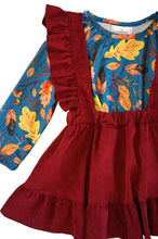 Teal Top with Maroon Suspender Skirt Set - ARIA KIDS