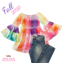 Bonnie Bell Sleeve Rainbow Tie Dye Tunic Dress - ARIA KIDS