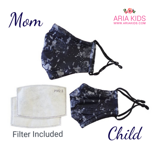 Mommy & Me - Navy Camouflage Mask  (Filter Included) - ARIA KIDS