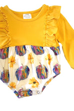 Yellow Tie Dye Pumpkin Baby Romper - ARIA KIDS