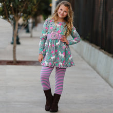 "Peyton" Unicorn and Rainbows Stripe Cotton Dress Outfit - ARIA KIDS