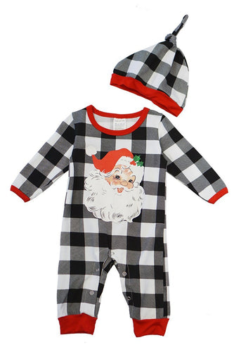 Santa Plaid Baby Romper & Hat 2- Piece Set - ARIA KIDS