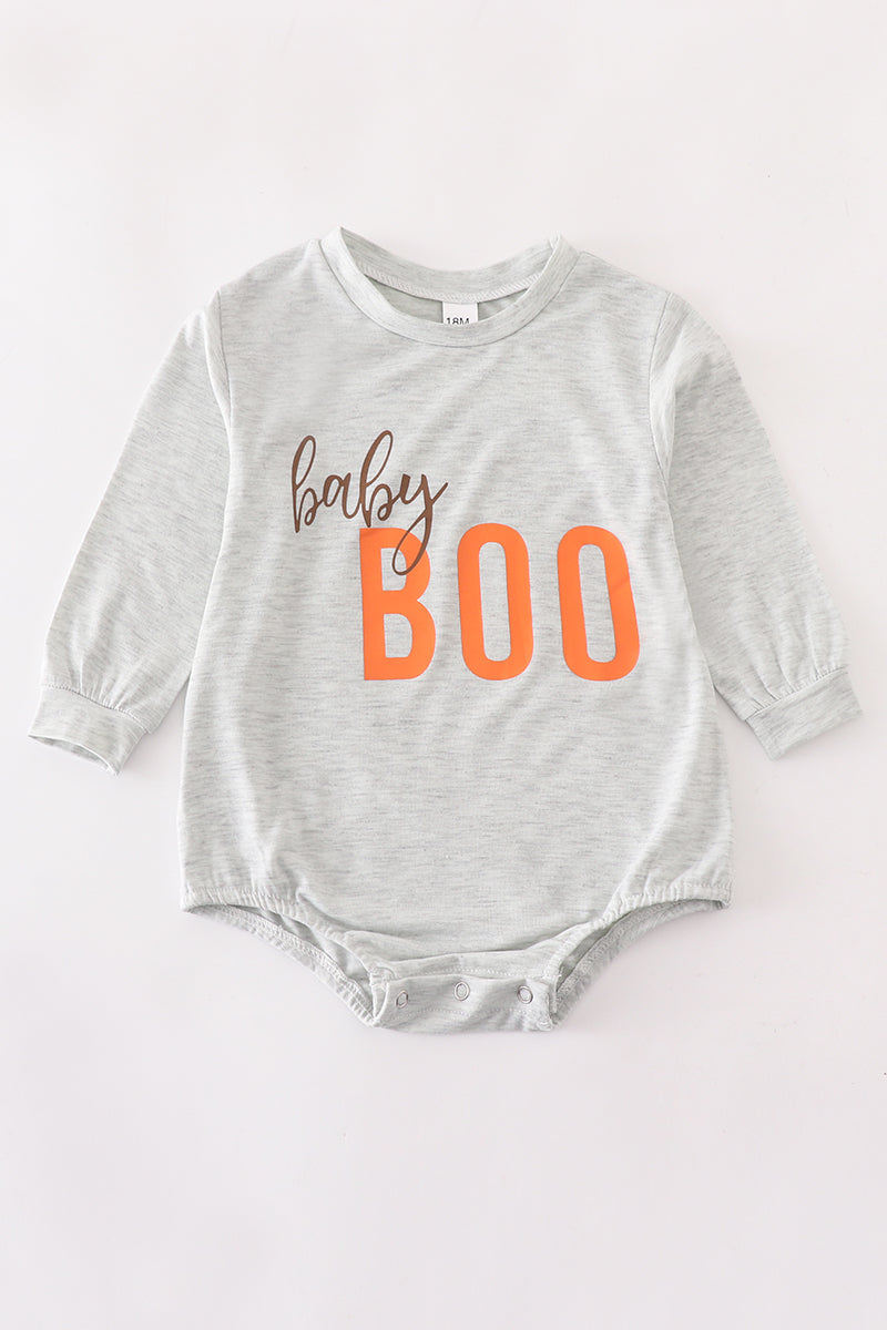Gray Baby BOO buttons romper