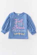 Blue fall for jesus girl top