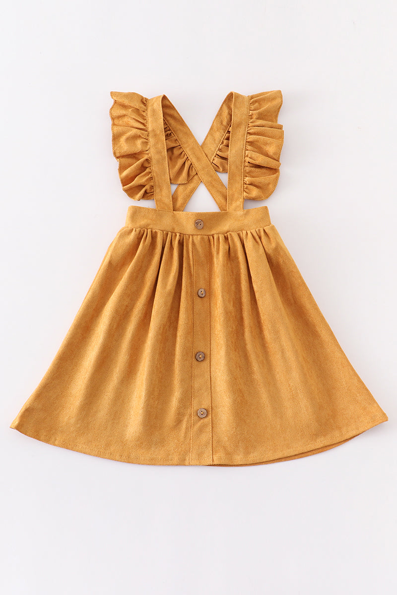 Mustard ruffle suspender girl dress - ARIA KIDS
