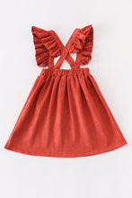Rust ruffle suspender girl dress - ARIA KIDS