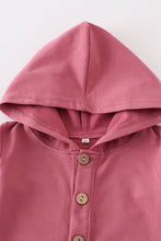Pink button down baby hoodie romper