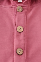 Pink button down baby hoodie romper