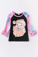 Black santa claus ruffle print girl top
