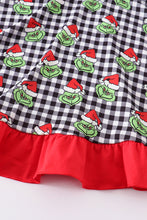 Red grinch plaid ruffle pajama dress - ARIA KIDS