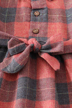 Red black vintage plaid girls dress