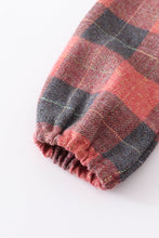 Red black vintage plaid girls dress