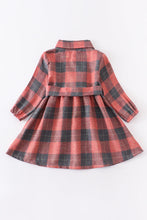 Red black vintage plaid girls dress