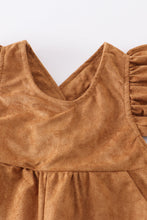 Khaki ruffle girl jumpsuit