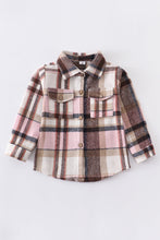 Beige plaid button down mommy & me shirt