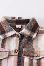 Beige plaid button down mommy & me shirt