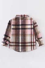 Beige plaid button down mommy & me shirt