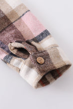 Beige plaid button down mommy & me shirt