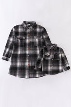 Grey plaid button down mommy & me shirt