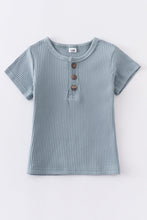 Blue buttons ribbed cotton top - ARIA KIDS