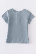 Blue buttons ribbed cotton top - ARIA KIDS