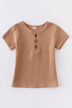 Beige buttons ribbed cotton top