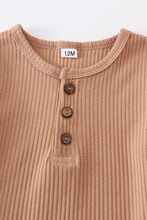 Beige buttons ribbed cotton top