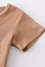 Beige buttons ribbed cotton top