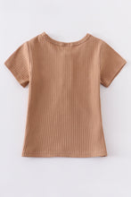 Beige buttons ribbed cotton top