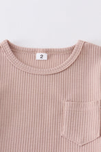 Beige ribbed cotton pocket shorts set - ARIA KIDS