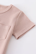 Beige ribbed cotton pocket shorts set - ARIA KIDS