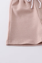Beige ribbed cotton pocket shorts set - ARIA KIDS