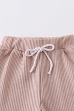 Beige ribbed cotton pocket shorts set - ARIA KIDS