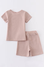 Beige ribbed cotton pocket shorts set - ARIA KIDS