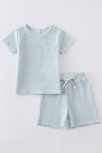 Mint ribbed cotton pocket shorts set - ARIA KIDS