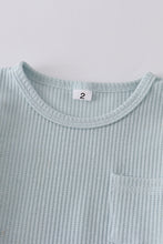 Mint ribbed cotton pocket shorts set - ARIA KIDS