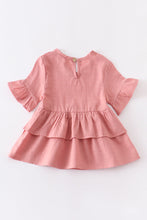 Pink ruffle tiered tunic dress
