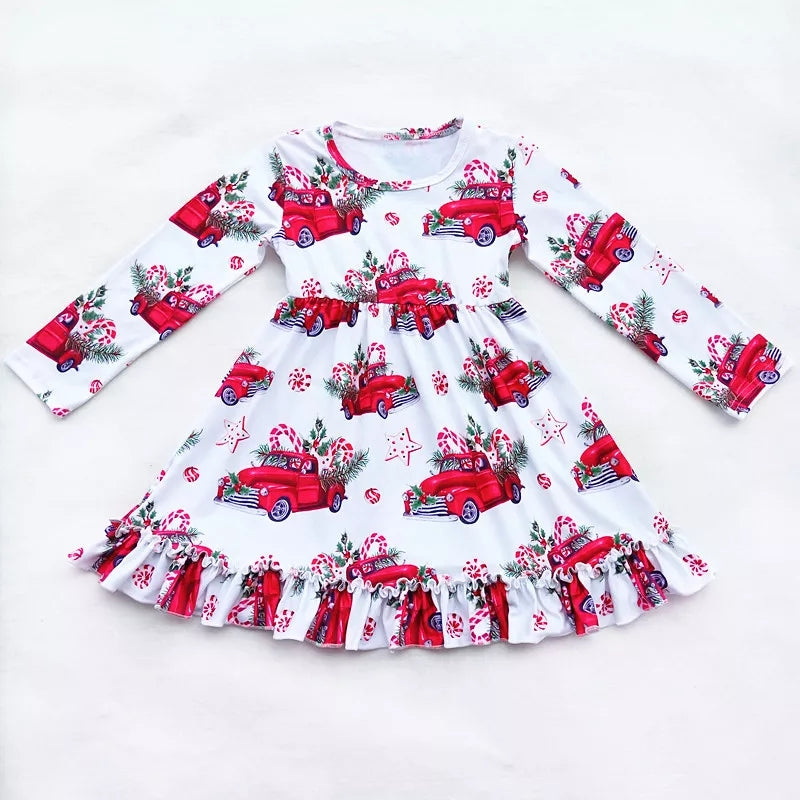 Christmas Tree Truck Candy Cane Dress - Pre-sale - ARIA KIDS