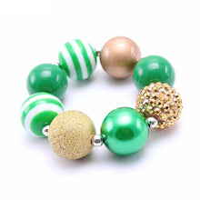 Green/Gold Xmas Chunky Necklace - 3 Piece Set - ARIA KIDS