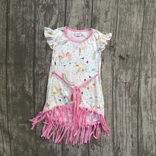 Pastel Unicorn Fringe Dress - ARIA KIDS