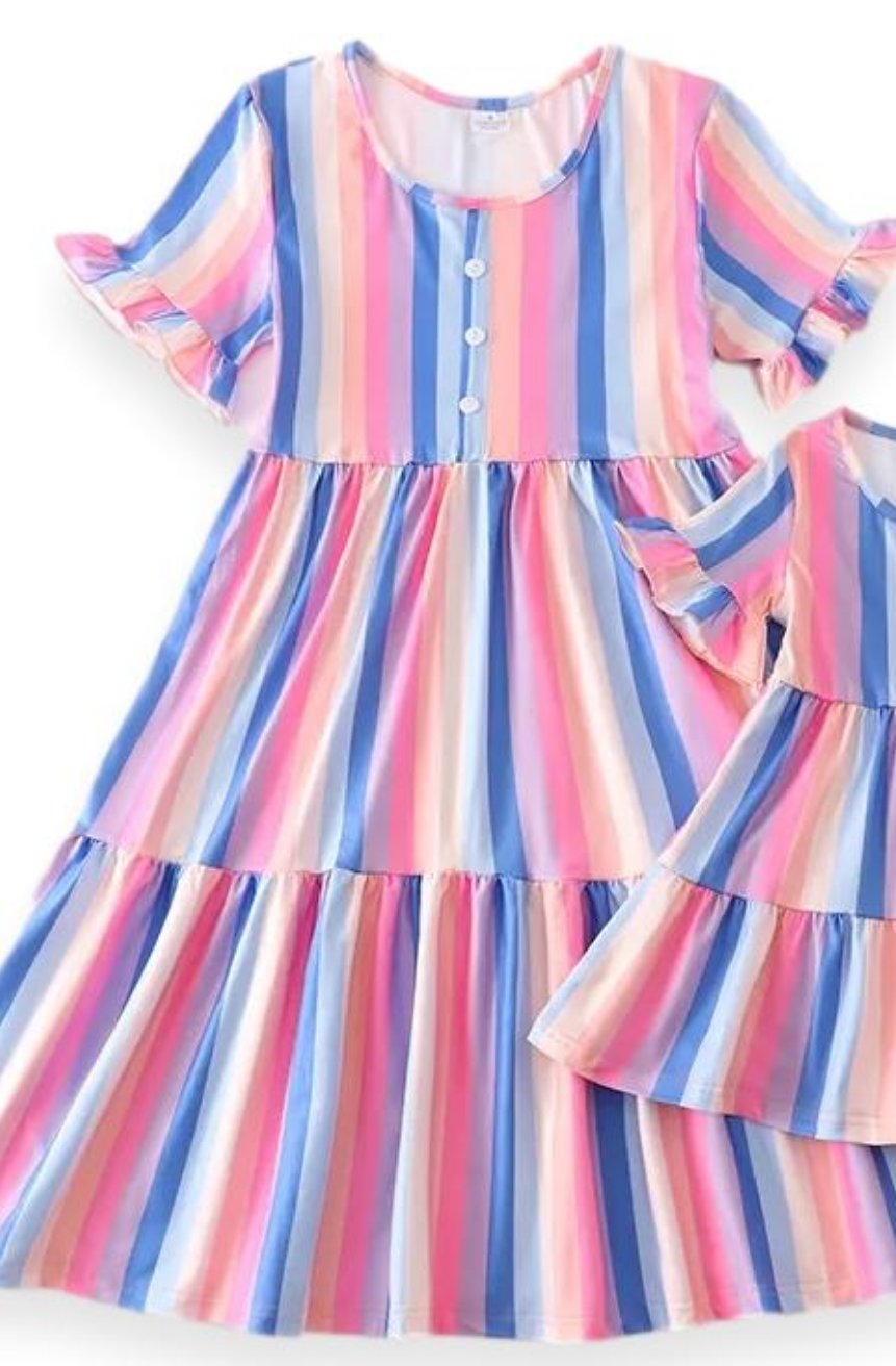 pastel rainbow stripe dress Pastel Rainbow :: Striped Summer Dress
