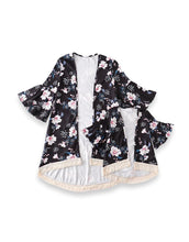 Riya Mommy & Me Black & Pink Floral Fringe Cardigan - ARIA KIDS