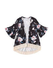 Riya Mommy & Me Black & Pink Floral Fringe Cardigan - ARIA KIDS