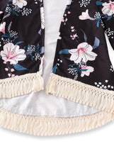 Riya Mommy & Me Black & Pink Floral Fringe Cardigan - ARIA KIDS