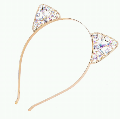 Rhinestone Cat Ears Gold Headband - ARIA KIDS