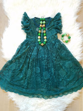 "Elizabeth" Flutter Sleeve GREEN Lace Dress - ARIA KIDS