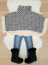 "Anaya" Black and White Checked Girls Poncho - ARIA KIDS