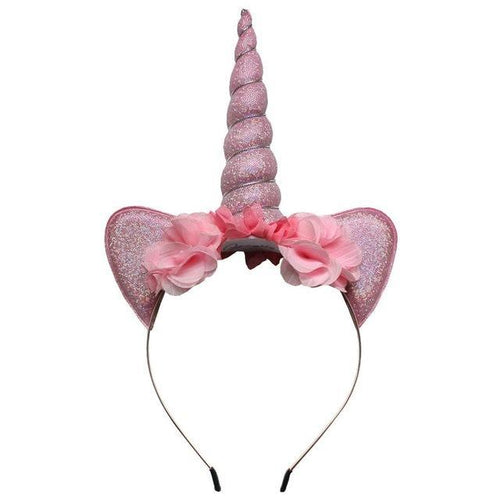 Pink Glitter Unicorn Floral Headband - ARIA KIDS