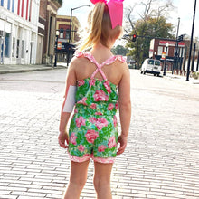 Spring Rose Shabby Chic Floral & Geometric Girls Jumpsuit Romper - ARIA KIDS