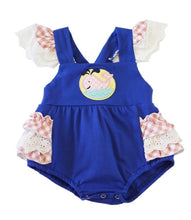 Blue Pink Whale Ruffle Lace Baby Romper - ARIA KIDS